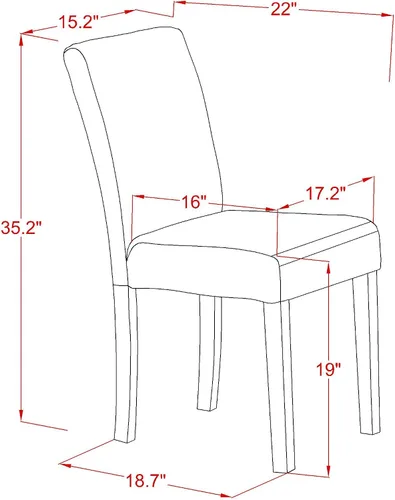 Vista 11 de East West Furniture ESAB3-BCH-06 - Juego de mesa de cocina de 3 piezas contiene una mesa de comedor redonda con pedestal y 2 sillas de comedor