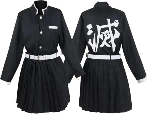 Vista 7 de UZAIN Disfraz de cosplay para mujer, disfraz de anime Kamado Tsuyuri Shinobu Mitsuri, conjunto completo con bambú
