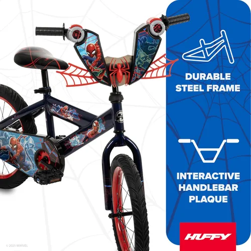 Vista 4 de Huffy Disney and Marvel 12/16 Inch Boys Bikes, Multiple Color Options Abismo azul Spider-Man