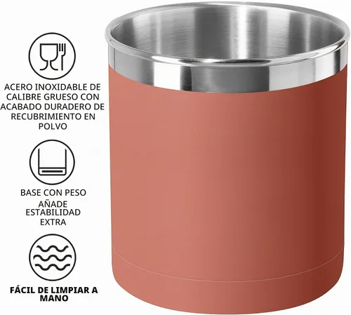 Vista 2 de OGGI - Portautensilios de acero inoxidable extragrande - Organizador de utensilios de cocina de 7", con base con peso para mayor estabilidad