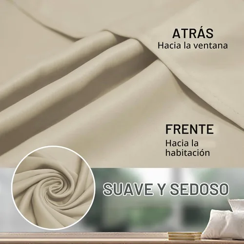 Vista 3 de Cortinas opacas extralargas, 1 panel, 52 pulgadas de ancho x 132 pulgadas de largo, beige 11-20 pies de longitud, oscurecimiento de habitación