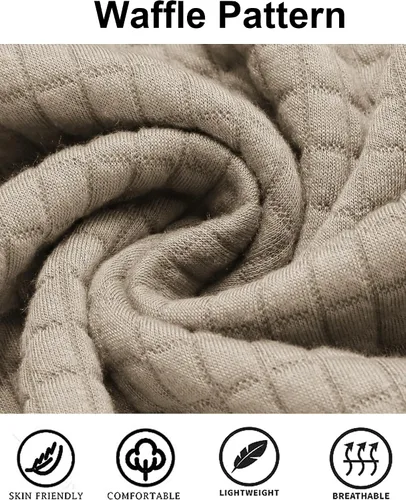 Vista 6 de COOFANDY - Sudadera con capucha para hombre, casual, de manga larga, con cordón ajustable y tejido de punto de gofre