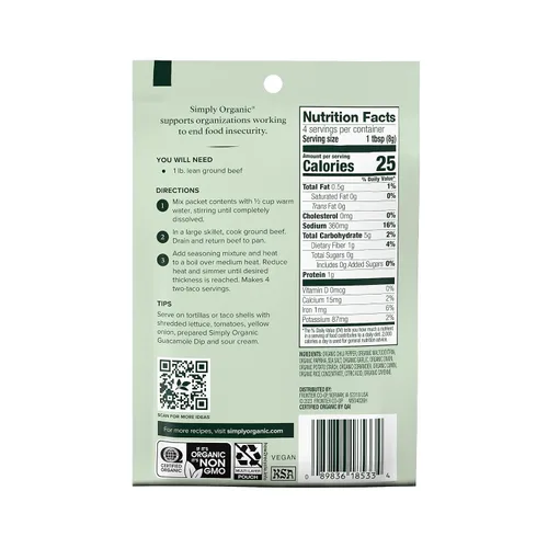 Vista 2 de Simply Organic Southwest - Condimento para tacos, certificado orgánico, 1.13 onzas, paquete de 3
