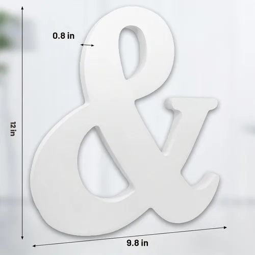 Vista 2 de AOCEAN Letras de madera grandes blancas de 12 pulgadas, letras de madera sin terminar para decoración de pared, letras decorativas de pie