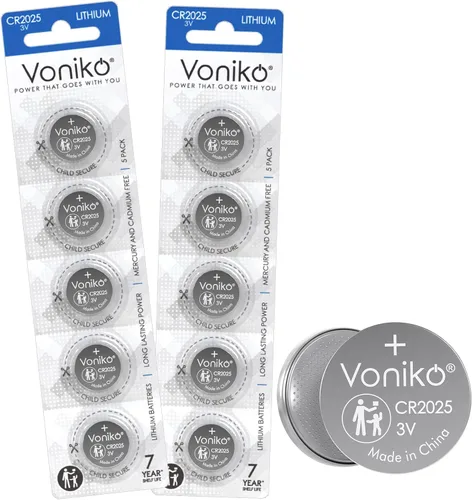 Vista 9 de Voniko Pilas de litio CR2025 de 3 V para seguridad infantil, compatibles con controles remotos, llaveros, relojes, calculadoras, 7 años de vida útil