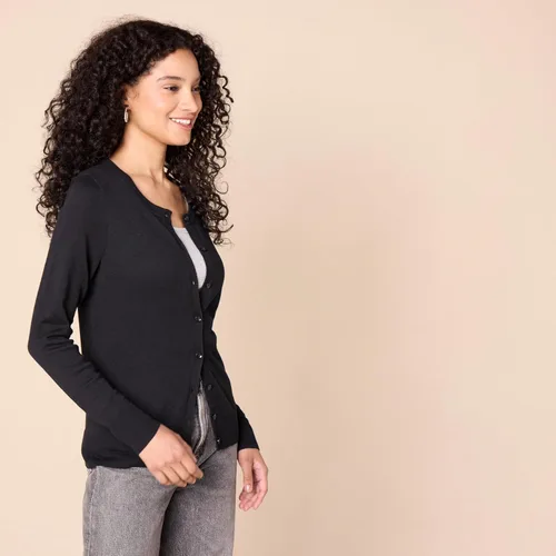 Vista 2 de Tienda Essentials Suéter ligero tipo cárdigan, con cuello redondo, para mujer