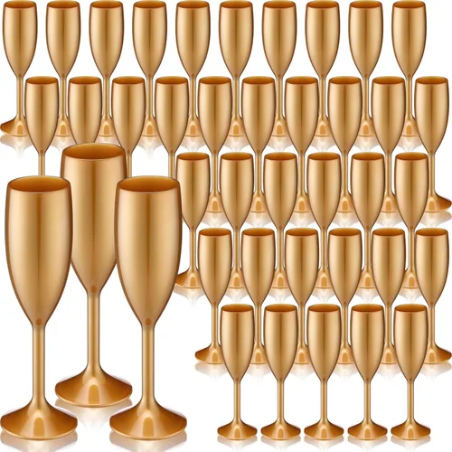 Vista 11 de Domensi 40 copas de champán a granel de 6 onzas, copas de vino de acrílico de Navidad, copas de vino para tostar, copas de champán de plástico