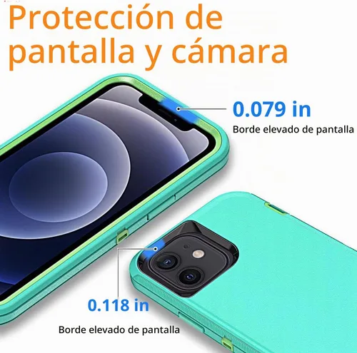 Vista 5 de YmhxcY Funda para iPhone 12 y iPhone 12 Pro, a prueba de golpes, a prueba de caídas, a prueba de polvo, a prueba de caídas, 3 capas, duradera, funda