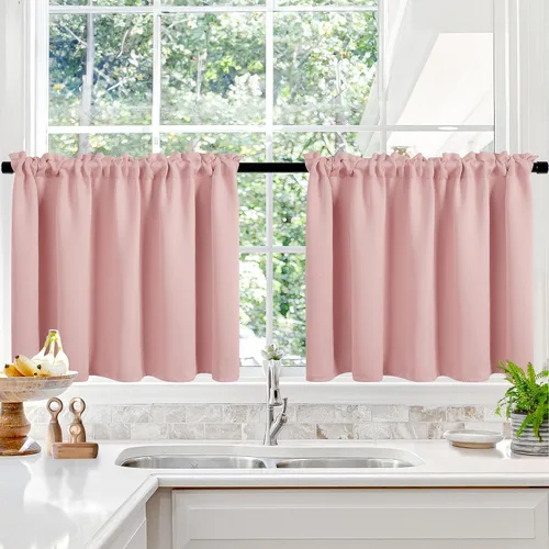 Vista 25 de Deconovo Cortinas opacas, aislamiento térmico, dobladillo para barra, reducción de ruido, certificado Oeko-TEX, cortinas de oscurecimiento
