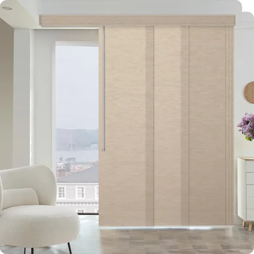 Vista 10 de Graywind - Paneles deslizantes manuales 100% opacos con control de varilla, persianas de privacidad para ventanas de patio, puertas corredizas