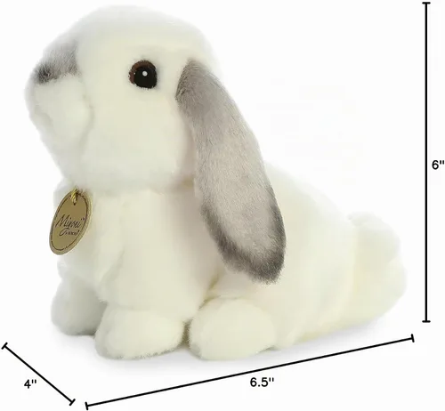 Vista 5 de Aurora® Adorable conejo Lop de peluche Miyoni®, detalle realista, compañía entrañable, gris, 8 pulgadas