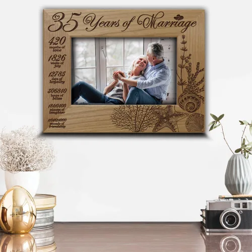 Vista 3 de BELLA BUSTA - 35 años de matrimonio: el coral tradicional simboliza el 35 aniversario de boda para esposa, marido, pareja, padres - Marco de fotos