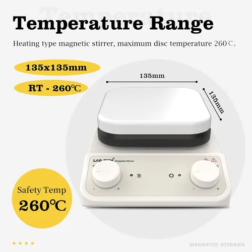 Vista 4 de LAB FISH 200-1500RPM agitador magnético placa caliente 536.0 °F/536℉ HS-6 Even heating, durable ceramic coating, brushless motor, knob control