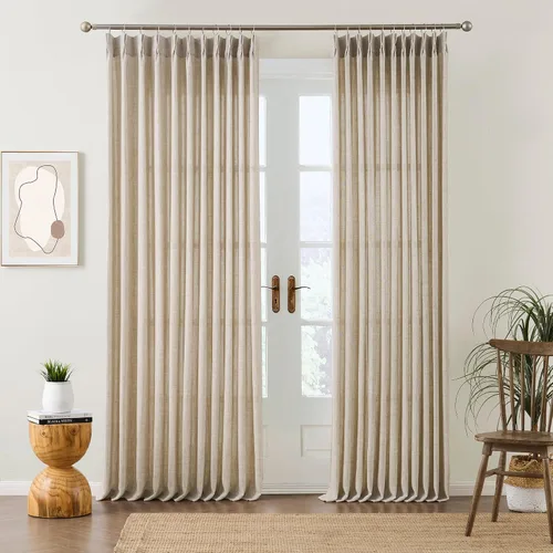 Vista 20 de RAIN CITY - Juego de 2 cortinas de 45 pulgadas de largo con plisado con pellizco, cortinas semitraslúcidas para dormitorio, cuarto de bebé