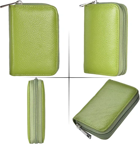 Vista 5 de Easyoulife billetera para tarjetas de crédito de cuero auténtico con espacio para 26 tarjetas