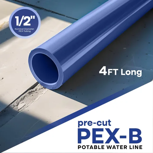 Vista 2 de SUPPLYGIANT Barra de tubo PEX-B de 1/2" x 4 pies, tubo Pex azul para tubería de agua potable de agua caliente