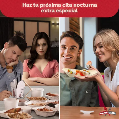 Vista 4 de Paquete de 25 botes de sushi biodegradables extra grandes de 10 pulgadas. Platos de aperitivo 100% desechables. Bandejas de alimentos de madera