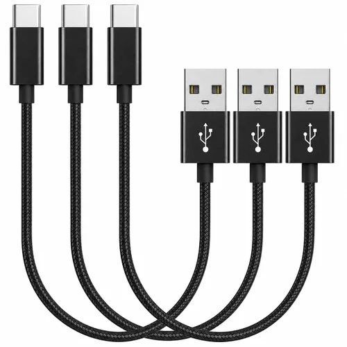 Vista 3 de Paquete de 3 cables USB C, cable de carga rápida USB A a USB C de 10 pulgadas, cable de carga USB tipo C trenzado para iPhone 16 15, Samsung Galaxy