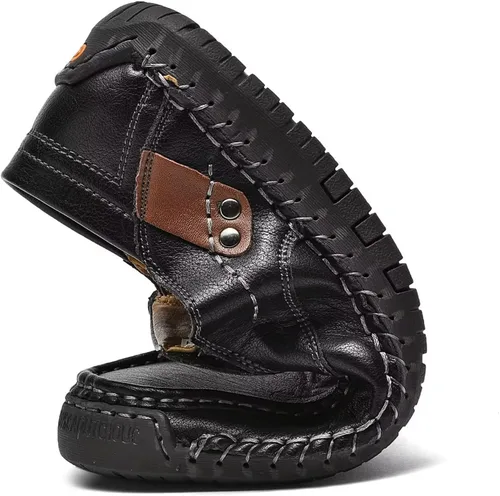 Vista 6 de MCEMACHI Mocasines de cuero para hombre, zapatos casuales de moda, para negocios, oficina, para conducir, para hombre (incluye plantilla extra)
