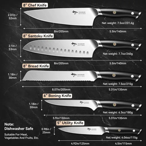 Vista 5 de MAD SHARK - Juego de cuchillos de cocina, 5 piezas de cuchillos de chef