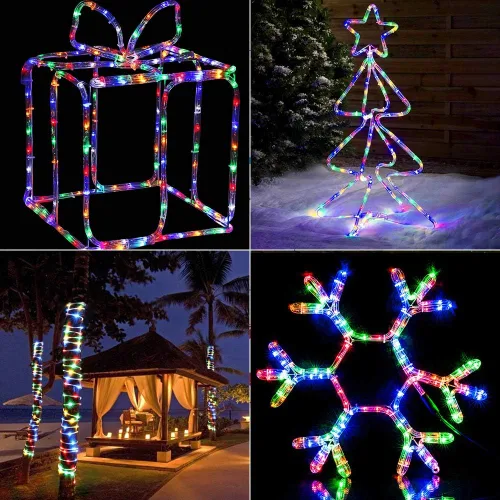 Vista 5 de Brizled - Luces de cuerda multicolor, 18 pies / 5.5 metros, 216 luces LED impermeables para Navidad, 120V, luz de tubo flexible ETL, enchufable