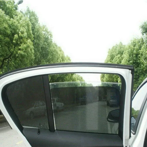 Vista 6 de AOLI 2 unids coche parasol cubierta ventana trasera lateral bloqueo estático visera escudo pantalla negro
