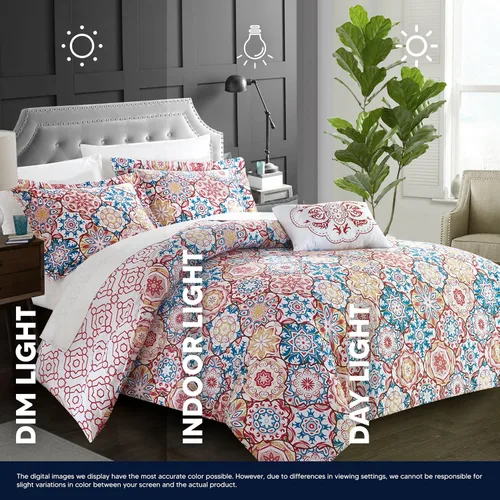 Vista 7 de Chic Home DS5186-AN Bristol - Juego de funda de edredón reversible de 4 piezas, color rosa, tamaño Queen