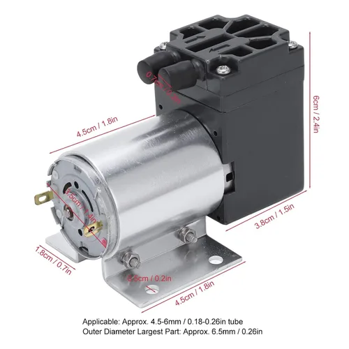 Vista 5 de Mini bomba de vacío DC 12V - Compresor de aire de bomba de micro diafragma de 6 W, bomba de succión de aire de presión negativa de aluminio