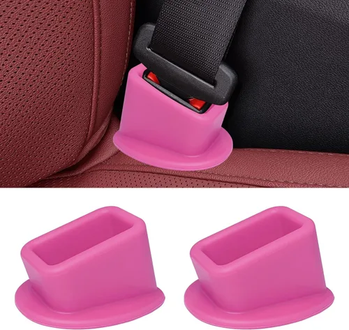 Vista 8 de 2 piezas de soporte para hebilla de cinturón de seguridad, hebilla de cinturón de seguridad trasera de silicona para automóvil con refuerzo para un