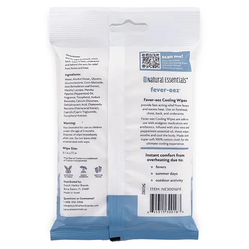 Vista 6 de Natural Essentials Fever-eez - Alivio de la fiebre del bebé para niños, toallitas calmantes para la frente y el cuerpo para bebés, proporcionan una