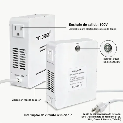Vista 3 de 1500W US 120V a 100V JP Japón convertidor de voltaje paso abajo