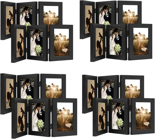 Vista 17 de Golden State Art - Marco decorativo con bisagras para mesa, escritorio, 3 aberturas verticales, con cristal real
