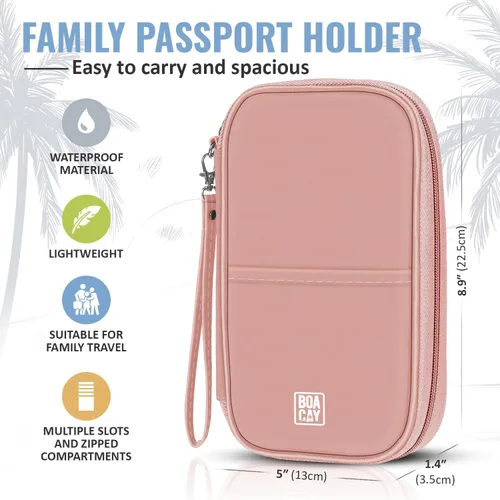 Vista 3 de Organizador de documentos de viaje, soporte para pasaporte familiar, billetera premium para mujeres y hombres, funda portátil y plegable