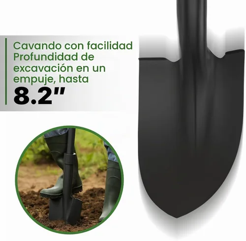 Vista 6 de Pala, palas para excavar, pala de jardín de 33 pulgadas resistente con agarre ergonómico en D, pala pequeña para camping, bordes, todoterreno, mini