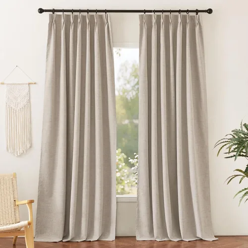 Vista 198 de RYB HOME Cortinas de lino texturizado 100% opacas de 84 pulgadas de largo, aislamiento térmico, privacidad, ahorro de energía para dormitorio, sala