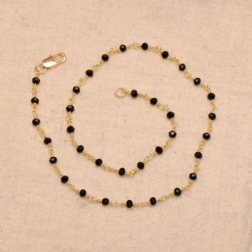 Vista 16 de Joseph Brothers Collar hecho a mano con cuentas negras y doradas para mujer, 14-24 pulgadas