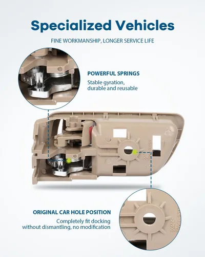 Vista 6 de LUJUNTEC Manija de puerta interior – Conductor delantero trasero izquierdo del pasajero lado derecho, beige+cromo reemplazo directo para Toyota