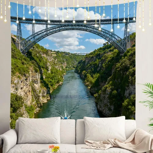 Vista 49 de Shrahala Tapiz de pared de hojas de arce otoñal, hojas rojas sin costuras sobre negro para colgar en la pared, tapiz grande decorativo de fibra