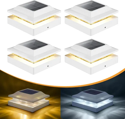 Vista 10 de Paquete de 2 luces solares 4x4, luces LED de doble color para postes de Negro