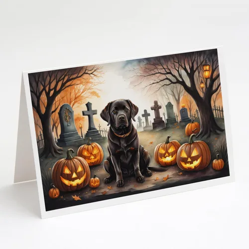 Vista 66 de Caroline's Treasures DAC2042GCA7P Golden Retriever - Tarjetas de felicitación y sobres de Halloween espeluznantes, paquete de 8 tarjetas en blanco