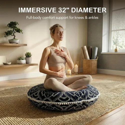 Vista 4 de Codi Paquete de 2 cojines de meditación, almohadas de piso grandes para Negro