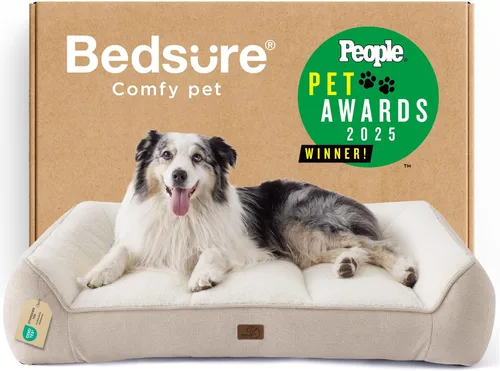 Vista 15 de Bedsure Cama ortopédica para perros de tamaño mediano, camas extra gruesas de apoyo para perros medianos con funda impermeable lavable, cómodo sofá