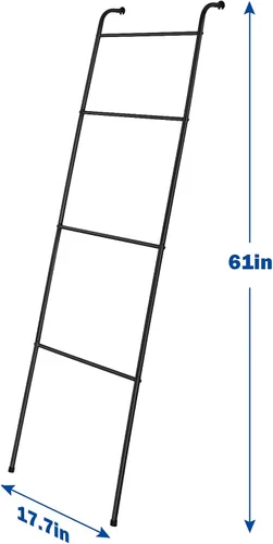 Vista 2 de Escalera para Mantas Soporte Decorativo Portador de Toallas para Baño, Soporte de Metal Apoyado en Pared para Secar Colchas para Sala de Estar