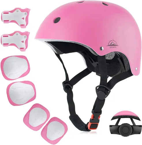 Vista 12 de Juego de casco de bicicleta para niños, certificado por la CPSC con rodilleras, coderas, muñequeras, casco ajustable para edades de 3-5-8-15 años