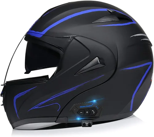 Vista 8 de Casco modular SDFGDFD Bluetooth, casco anticolisión de la motocicleta de cara completa ha obtenido la certificación DOT/ECE, casco de moto de cara