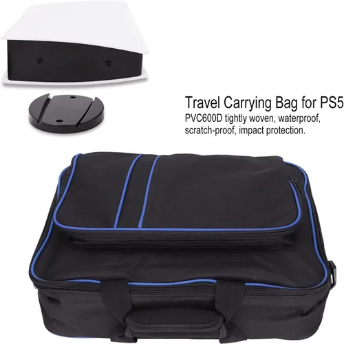 Vista 2 de ASHATA Bolsa de transporte portátil para PS5, funda protectora de gran capacidad con correa de hombro ajustable y almohadilla acampanada