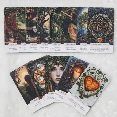 Vista 7 de Cartas de oráculo mágico celta, cartas de tarot, cartas Oracle para principiantes, afirmaciones holísticas Wicca, perfectas para crear un mazo