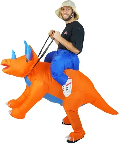 Vista 3 de Jurrasic - Disfraz inflable de dinosaurio tricerotops para adultos (talla única)