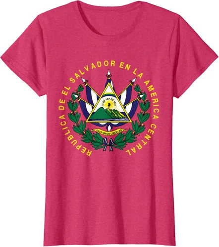 Vista 9 de amdesco Salvador Camisa, salvadoran Escudo de armas playera, mujer L, Blanco