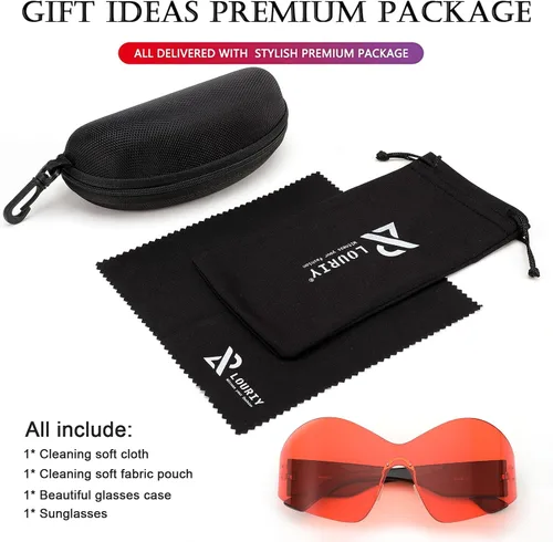 Vista 6 de Gafas de sol de gran tamaño para mujer y hombre, a la moda, sin marco, Y2K, de moda, escudo envolvente, gafas de sol